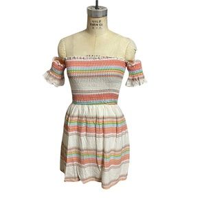 Salty Lemon S striped shirred top mini dress